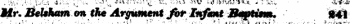 JMr. Belsham on the Argument for Infimt Btpttsm. 941