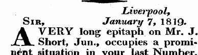 Liverpool, Sir, January 7, 1819, VERY lo...