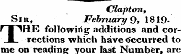 - Clapton, Sir, February 9, 1819-THJE fo...