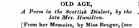 OLD AGE, A Poem in the Scottish Dialect ...
