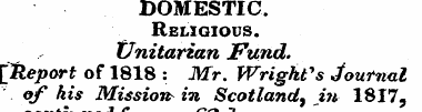 DOMESTIC. Religious. iJnitarian Fund. {t...