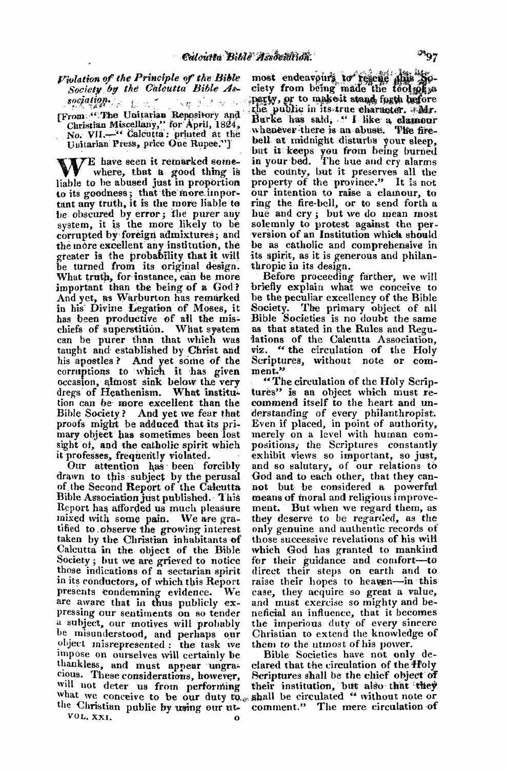 Monthly Repository (1806-1838) and Unitarian Chronicle (1832-1833): F Y, 1st edition - Untitled Article