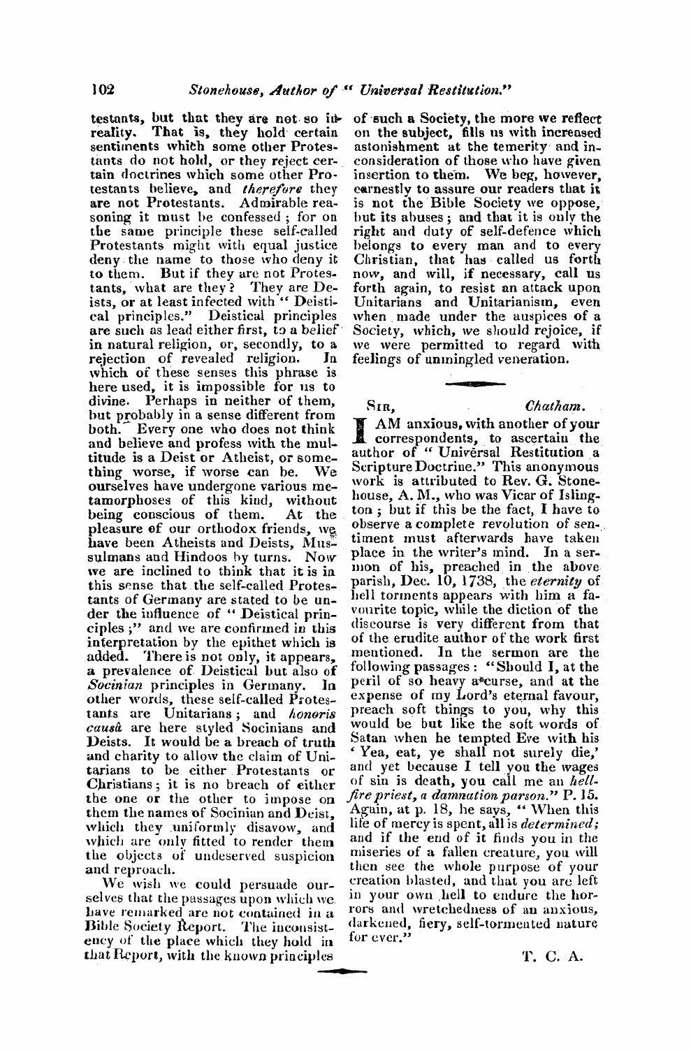 Monthly Repository (1806-1838) and Unitarian Chronicle (1832-1833): F Y, 1st edition - Untitled Article