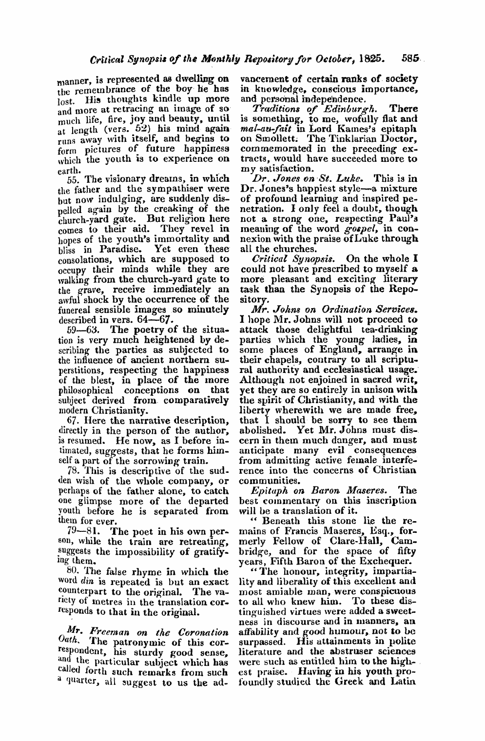 Monthly Repository (1806-1838) and Unitarian Chronicle (1832-1833): F Y, 1st edition - Untitled Article