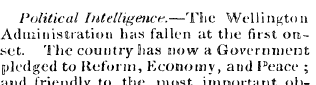 Political Intelligence.—Tlie Wellington ...
