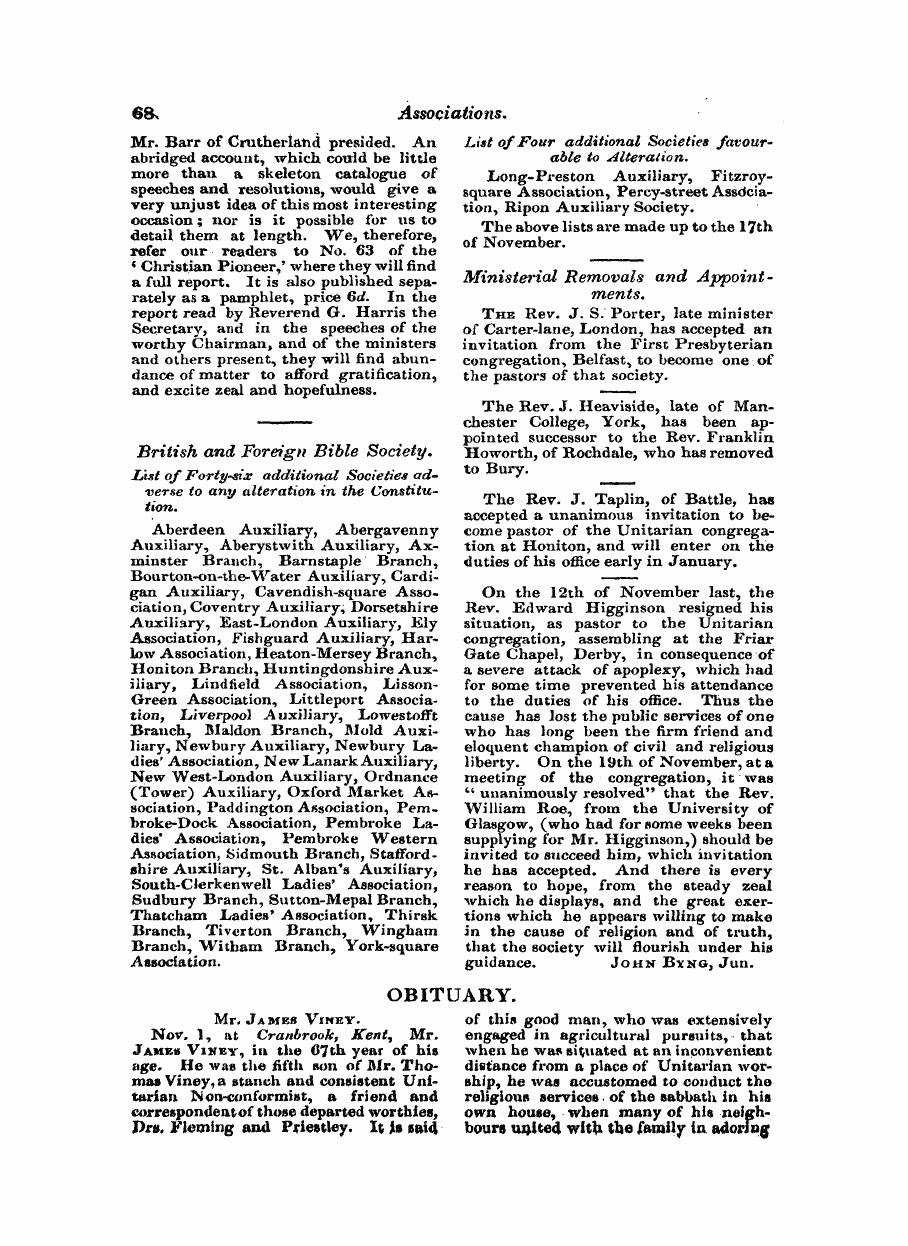 Monthly Repository (1806-1838) and Unitarian Chronicle (1832-1833): F Y, 1st edition - Untitled Article