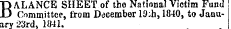 BALANCE SHEET of the National Victim Fund Committee, from December 19;h, 1840, to January 23rd, 1841.