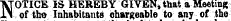 \r0TICE IS HEREBY GIVENi that a Meeting IV of the Inhabitants chargeable to any of the