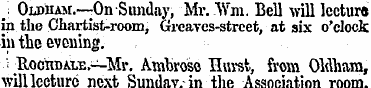 j Oloham.—On Sunday, Mr. Wm. Bell will l...