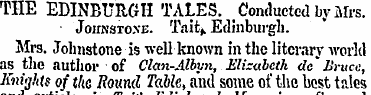THE EDINBURGH TALES. Conducted by Mrs. J...