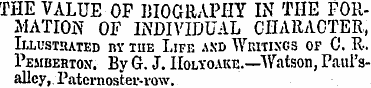 THE VALUE OF BIOGRAPHY IN THE FORMATION ...