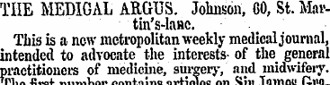THE MEDICAL ARGUS. Johnson, GO , St. Mar...