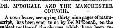 DR. M'DOUALL AND THE MANCHESTER COUNCIL....