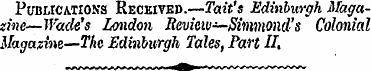 Publications Received.—Tait's Edinburgh ...