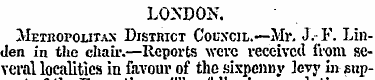 LONDON. Metropolitan District Council.—M...