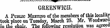 GREENWICH. A Public Meeting of the membe...
