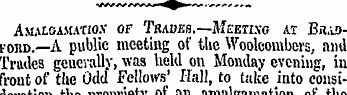 Amalgamation of Trades,—Meeting at Bradf...