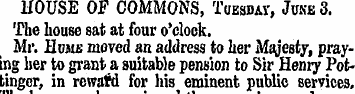 HOUSE OF COMMONS, Tuesday, June 3. The h...