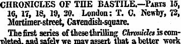 CHR03SICLES OF THE BASTILE.—Parts 15, 16...