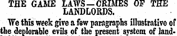 THE GAME LAWS — CRIMES OF THE LANDLORDS....