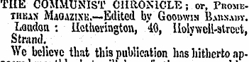 THE COMMUNIST CHRONICLE;.or, Puometiikas...