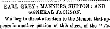 EARL GREY: MANNERS SUTTON : AND GENERAL ...