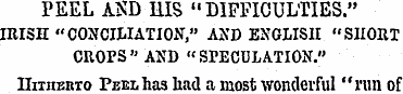 PEEL AND HIS "DIFFICULTIES." IRISH "CONC...