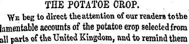 THE POTATOE CROP. We beg to direct the a...