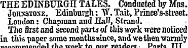 THE EDINBURGH TALES. Conducted by Mns. J...