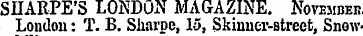 SHARPE'S LOKDUN MAGAZINE. Novembee Londo...