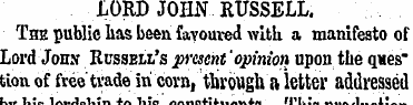 LORD JOHN RUSSELL. The public has been f...
