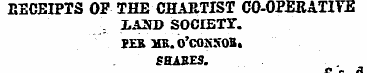 RECEIPTS OF THE CHARTIST CO-OPERATIYB : ...