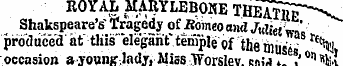 ROYAL MARYLEBONE THEATlir- - V ^ Shakspe...