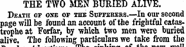THE TWO MEN BURIED ALIVE. Death of one o...