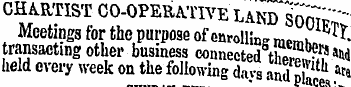 CHARTIST CO-OPERATIVE LAND SOmp """ Meet...