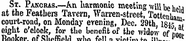 St. Pancras.—An harmonic meeting will be...