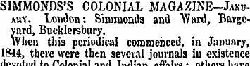 SIMMONDS'S COLONIAL MAGAZJNE-Janu-Auv. L...