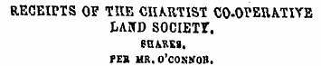 RECEIPTS OF THE CHARTIST CO-0?ERATIYE LA...