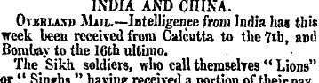 INDIA AND CHINA. OvBRUxn Mm.—Intelligenc...