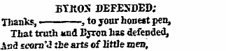 BTJtOS DEFENDED; Thanks, • , to your hon...