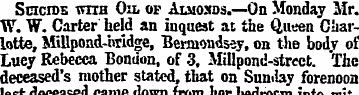 Suicide with Oil of Almonds.—On Monday M...