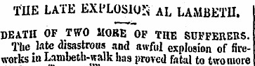 TUE LATE EXPLOSION AL LAMBETH. DEATH OF ...