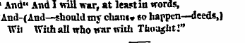 ' And" And I will war, at least in words...