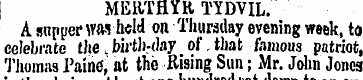 MERTHYR TYDVIL. A supper ww held on Thur...