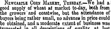 Newcastle Cons Market, Tuesday.—We had a...