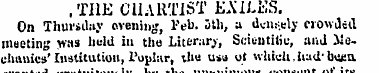 . THE CHARTIST EAIi-ES. On Thursday even...