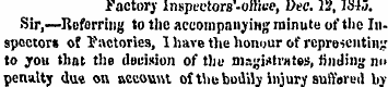 Factory Inspectors -olhce, Dec. 12,1845....
