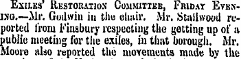 Exilks' Restoration* Committee, Friday E...