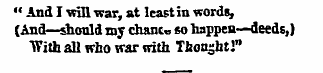 " And I will war, at least iu words, (An...