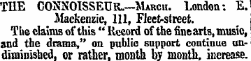 TI1E CONNOISSEUR.—March. London: E. Mack...